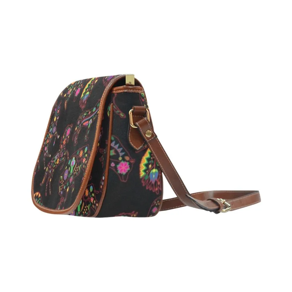 Neon Floral Animals Saddle Bag/Large