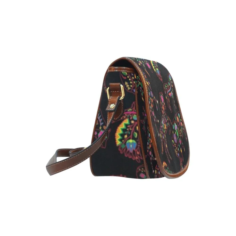 Neon Floral Animals Saddle Bag/Large