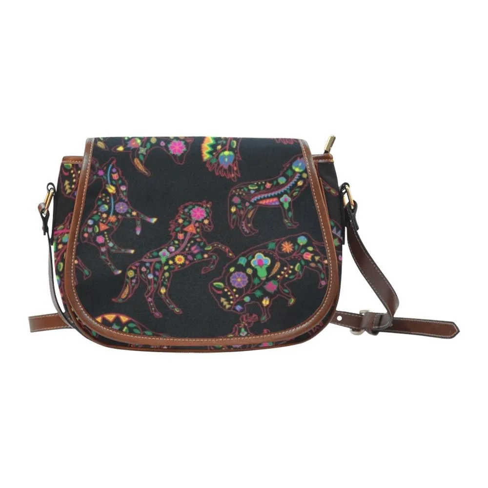 Neon Floral Animals Saddle Bag/Large