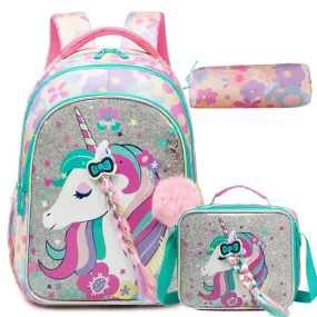 (NET) Unicorn Animal Backpacks Set Of 3 Pcs