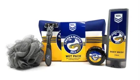 NRL Toiletry Gift Set - Parramatta Eels - Bag Body Wash Razor Soap Loofah