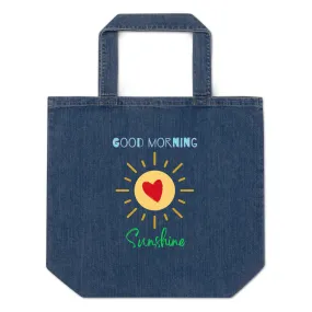 Organic denim tote bag, Good Morning Sunshine