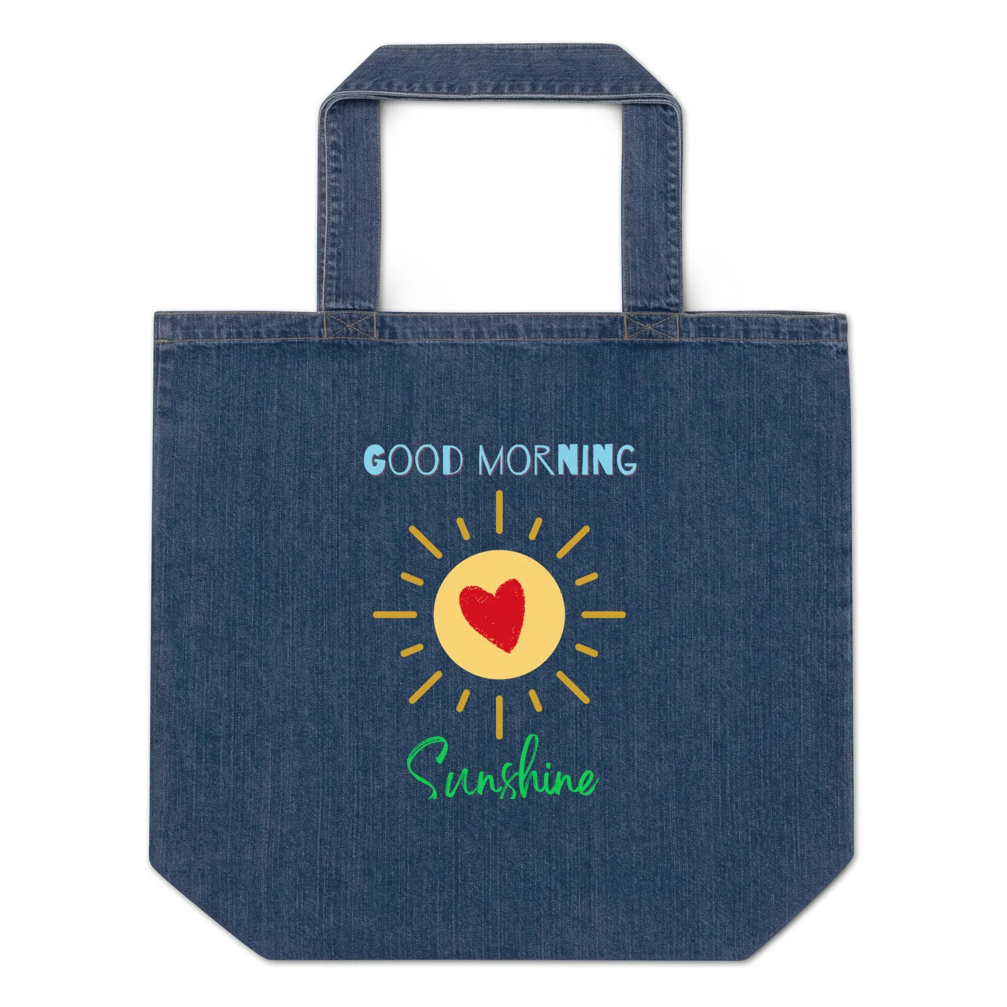 Organic denim tote bag, Good Morning Sunshine