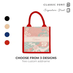 Oriental Series Small Jute Tote Bag [FREE Custom Add Name]