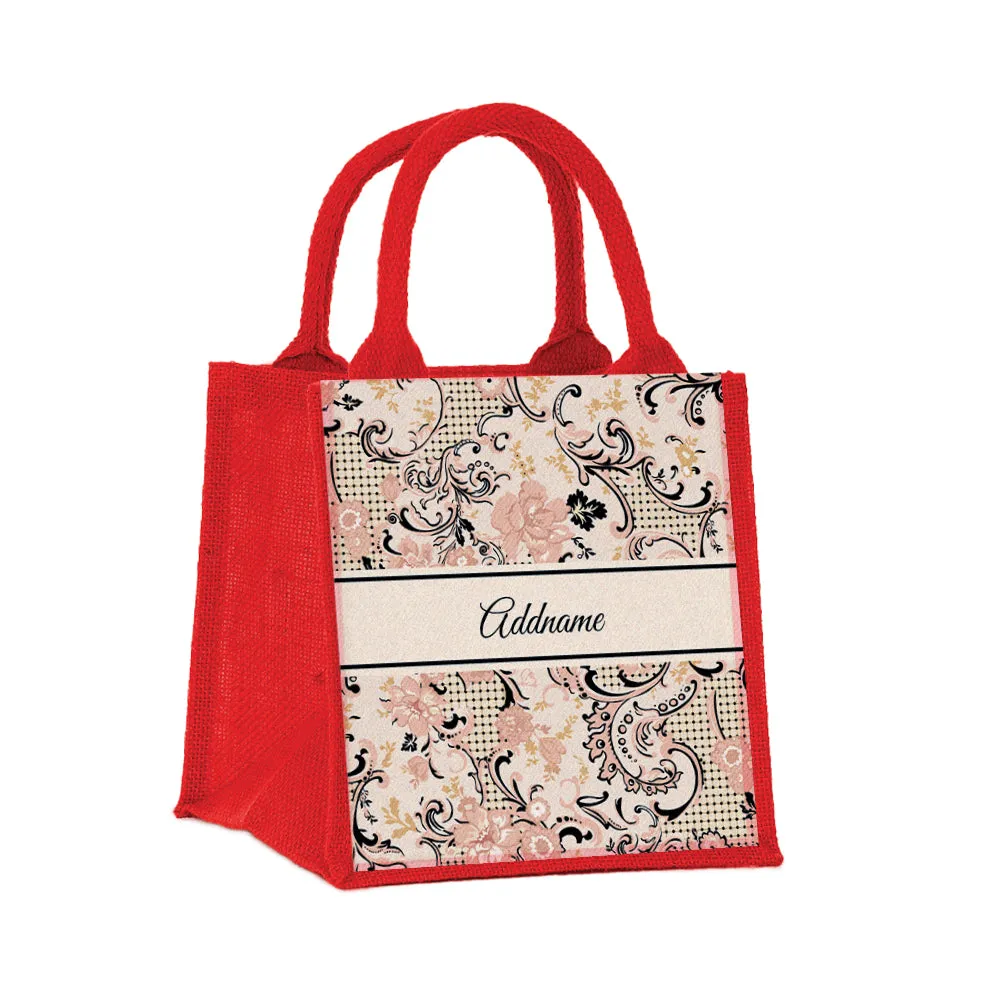 Oriental Series Small Jute Tote Bag [FREE Custom Add Name]