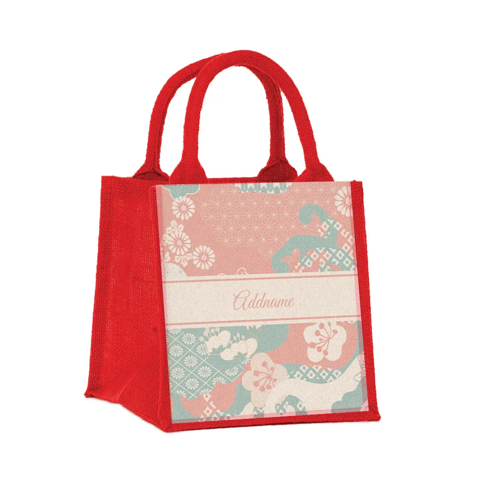 Oriental Series Small Jute Tote Bag [FREE Custom Add Name]