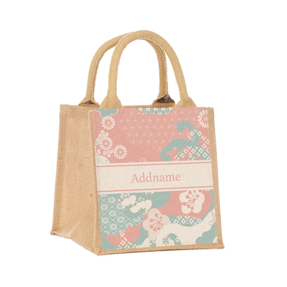 Oriental Series Small Jute Tote Bag [FREE Custom Add Name]