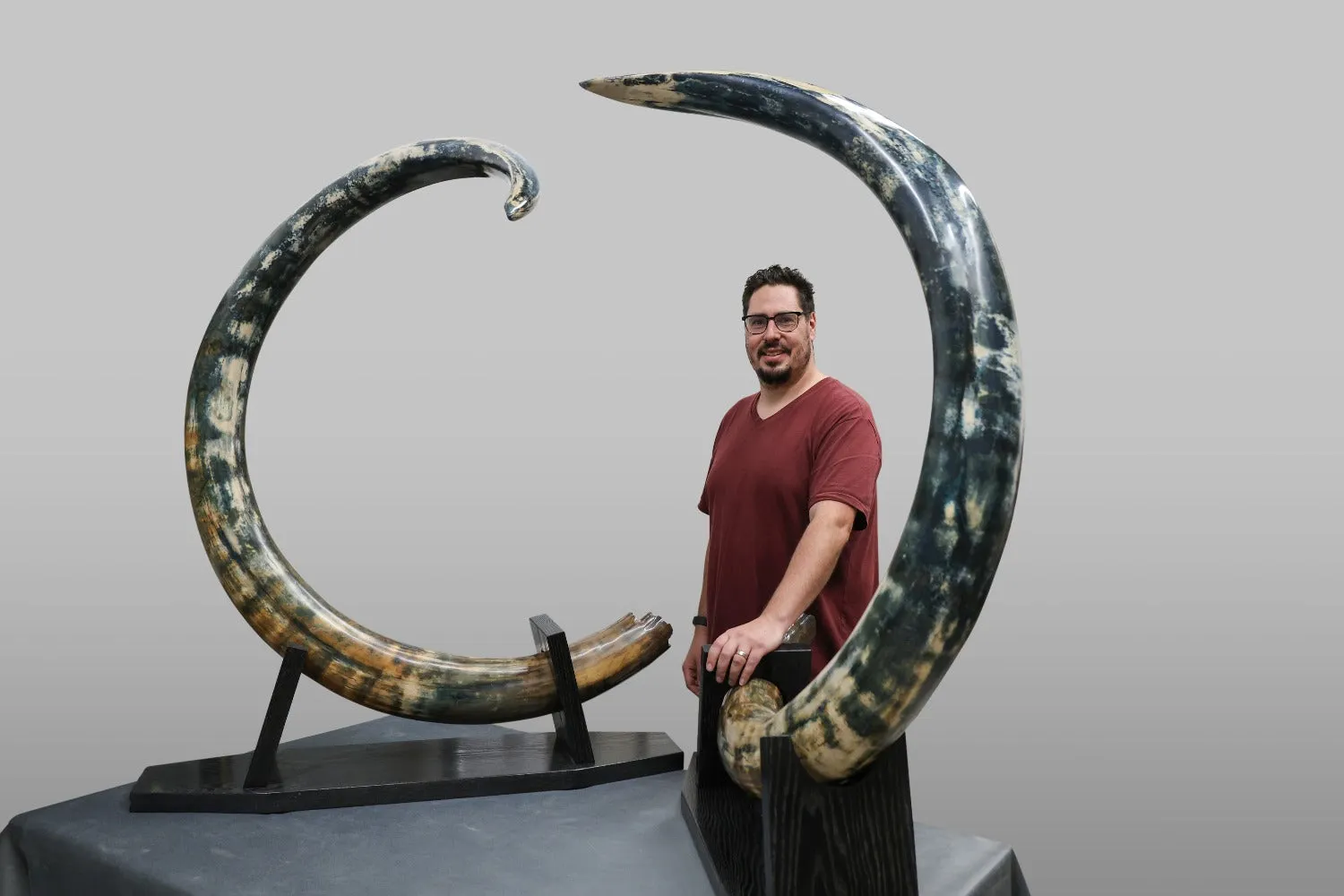 Pair of Blue Mammoth Tusks - 10’4" / 175.7 lbs