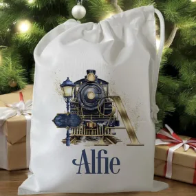 Peronalised Christmas Eve Treat Bag - Blue Gold Express Train