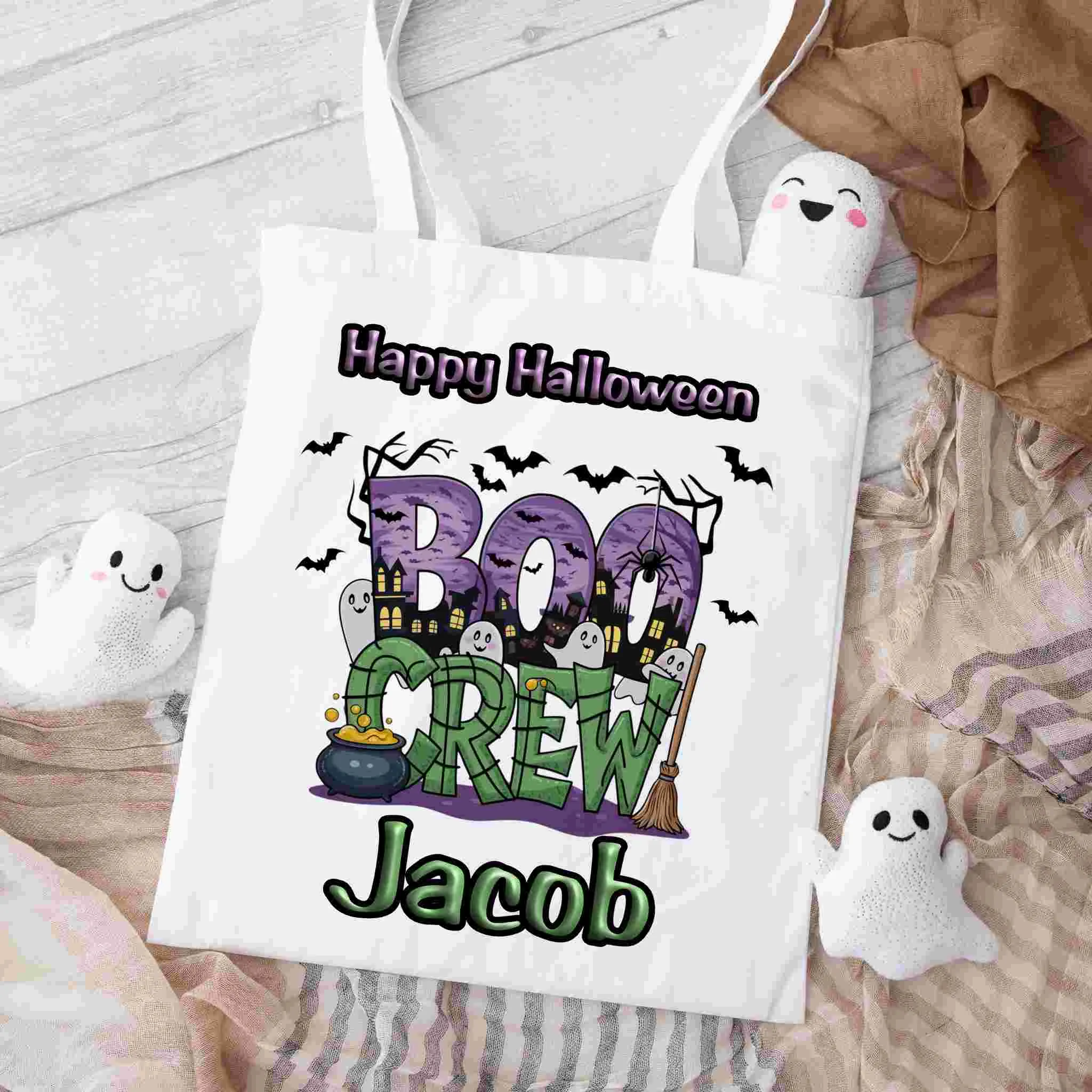 Personalised Children's Halloween Trick or Treat Bag – Customised Candy Tote for Spooky Fun