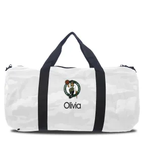 Personalized Boston Celtics White Camo Duffel Bag