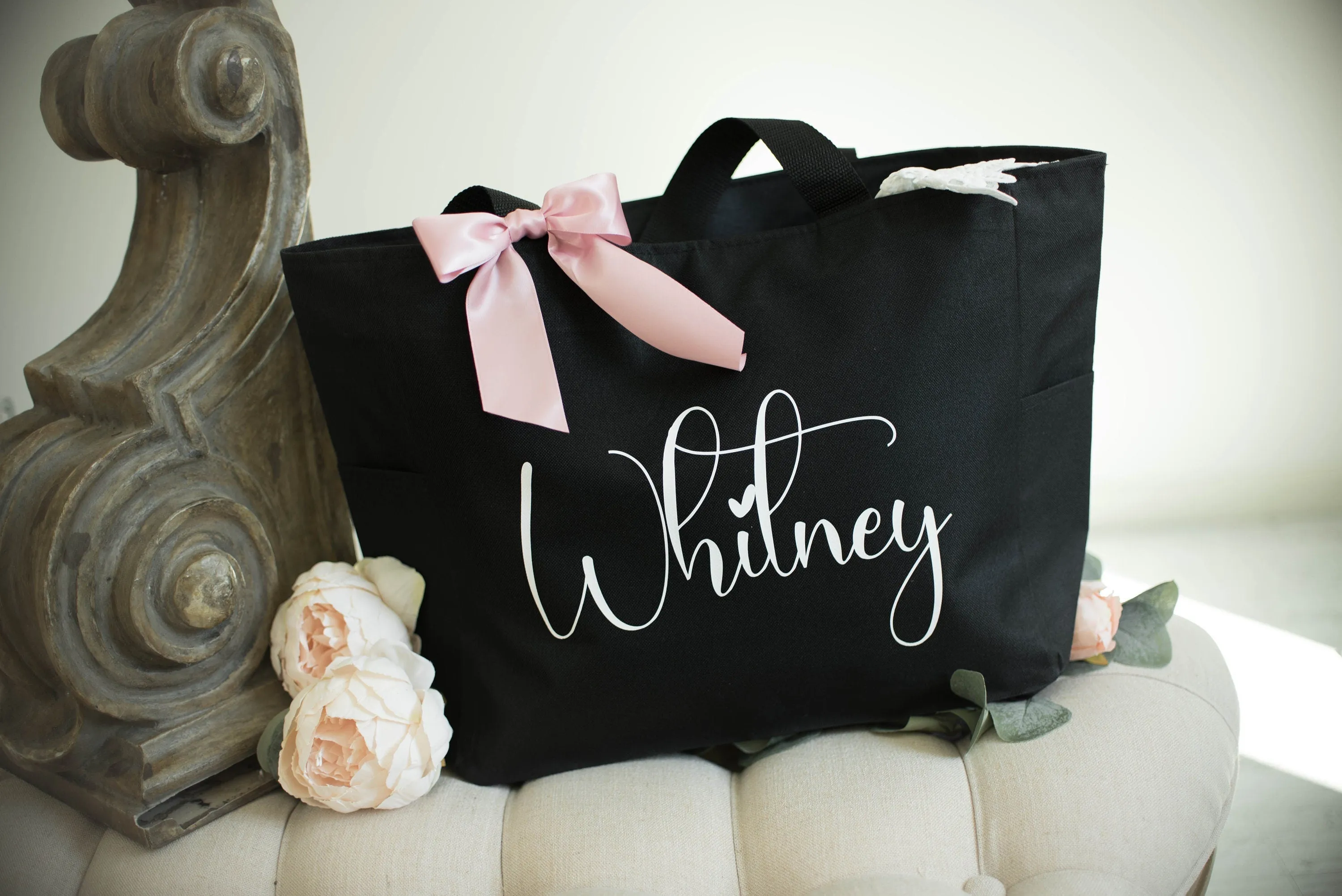 Personalized Bridal Party Tote Bags - Custom Maid of Honor and Bridesmaid Gifts