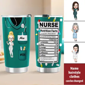 Personalized Nurse Tumbler Gifts for Nurses, Custom Nurse Nutrition Fact Tumbler Cup