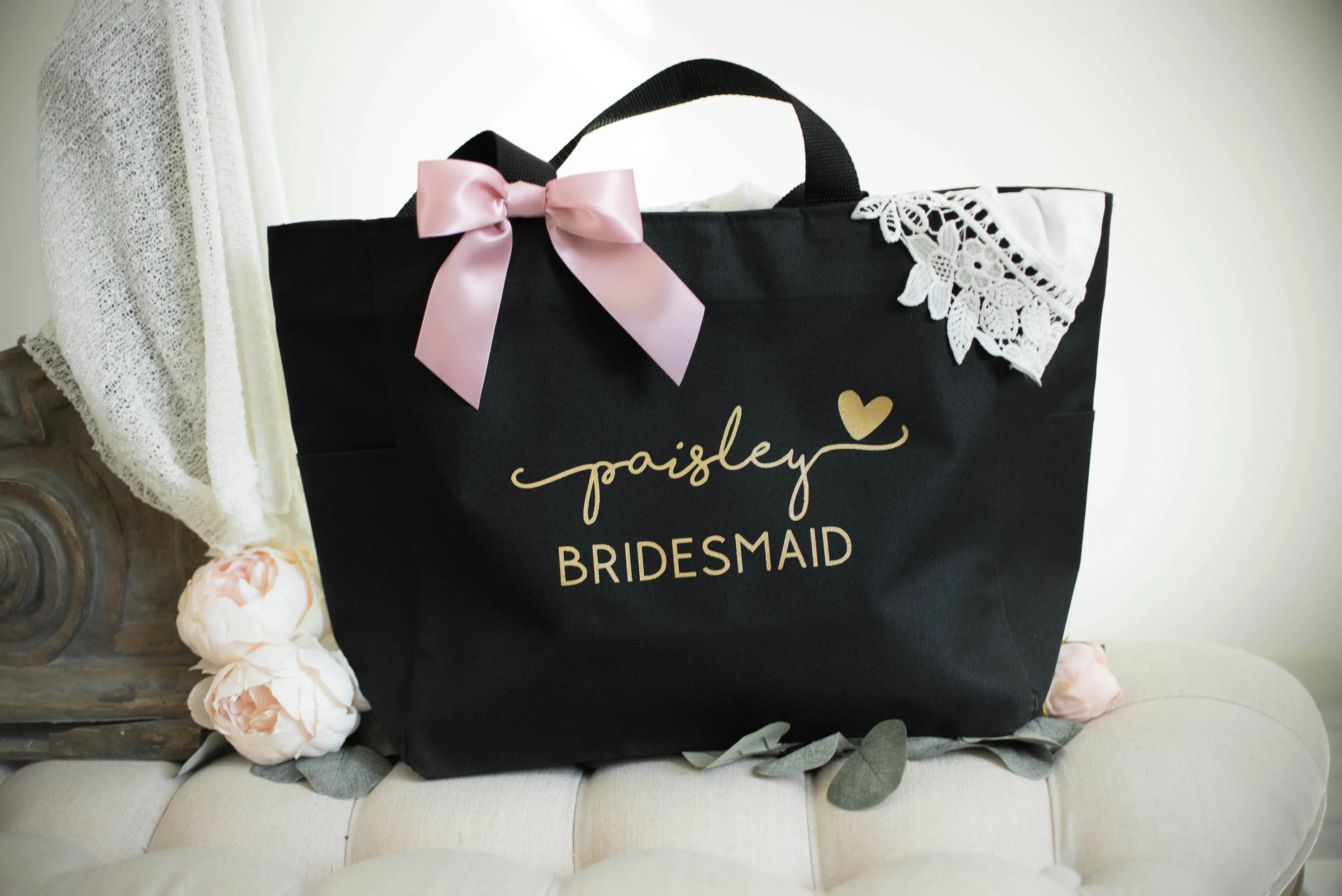 Personalized Tote Bag - Custom Bridesmaid Bags for Wedding Day