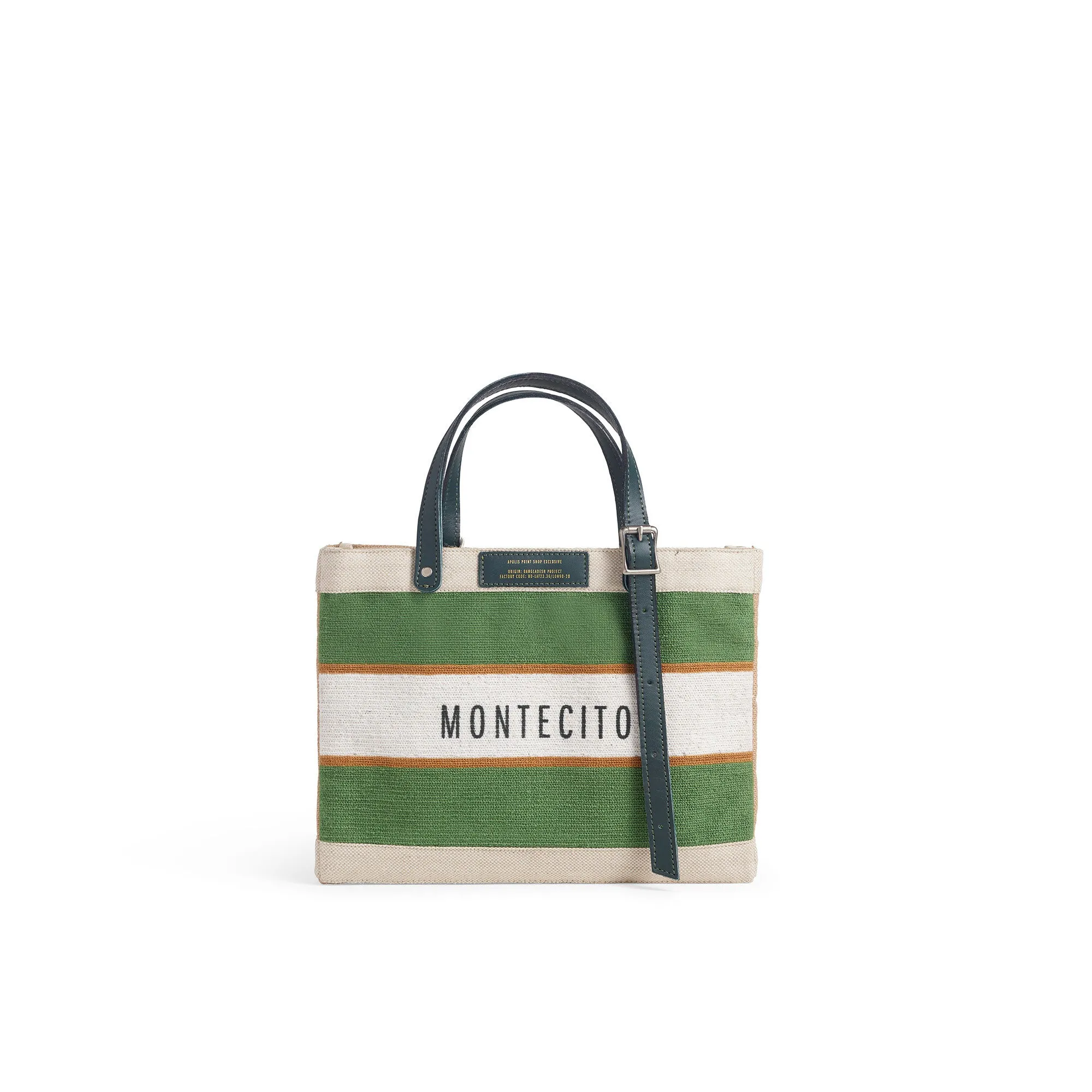 Petite Market Bag in Court Green Chenille with Adjustable Handle