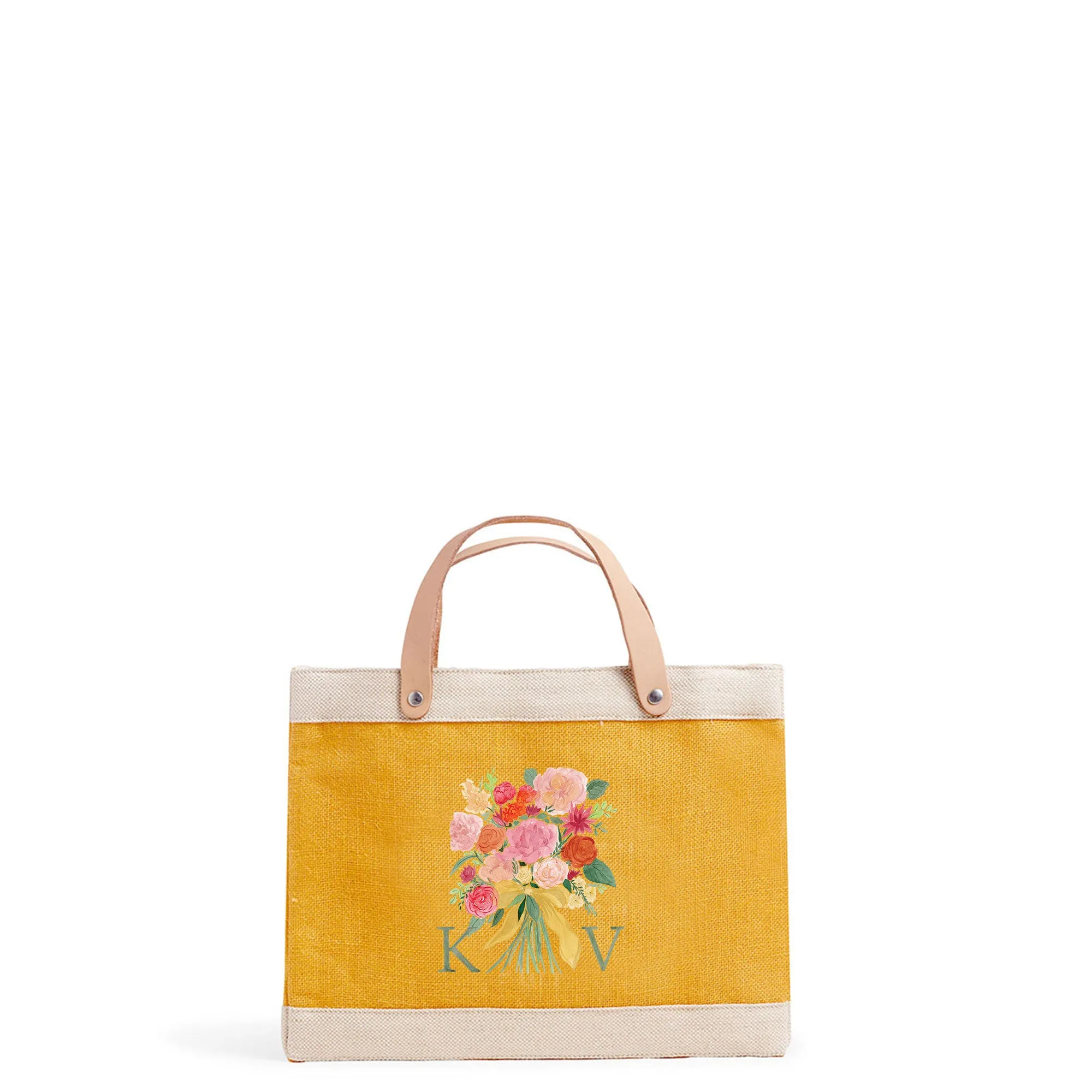 Petite Market Bag in Gold Bouquet by Amy Logsdon