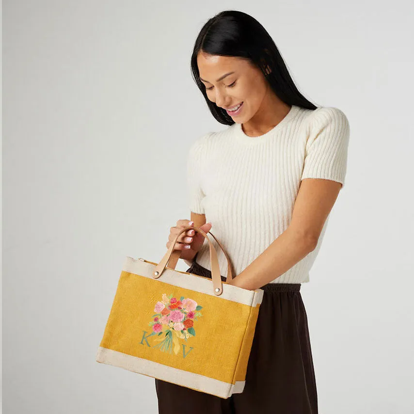 Petite Market Bag in Gold Bouquet by Amy Logsdon