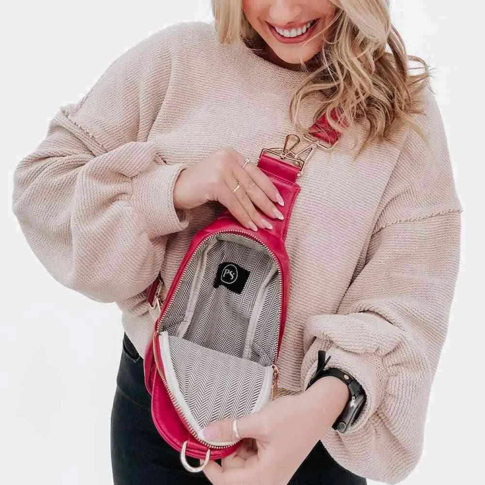 Pretty Simple | Waverly Woven Sling Bag (Free Strap Extender!): Fuchsia