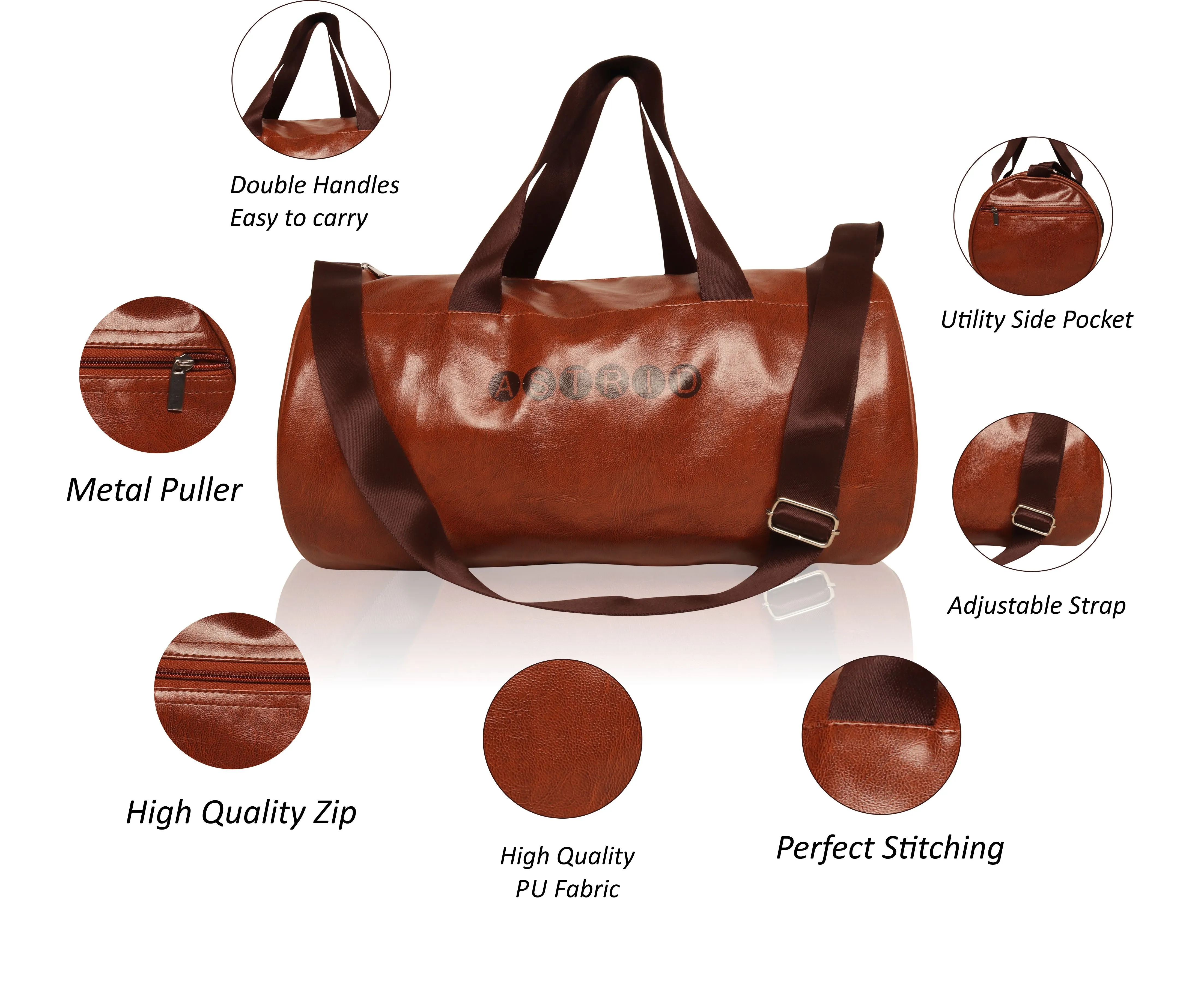 Pu Duffle Bag With Nylon Webbing Shoulder Handle