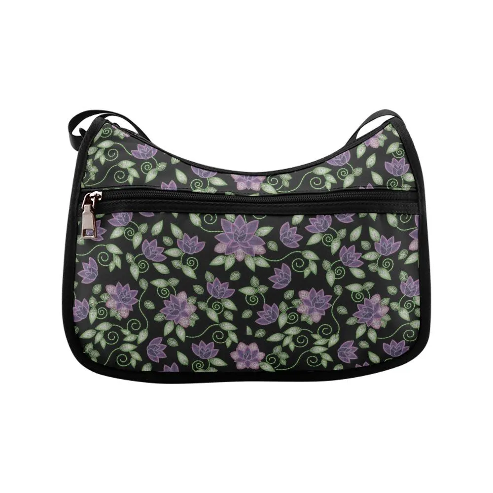 Purple Beaded Rose Crossbody Bags