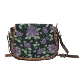 Purple Beaded Rose Saddle Bag/Small