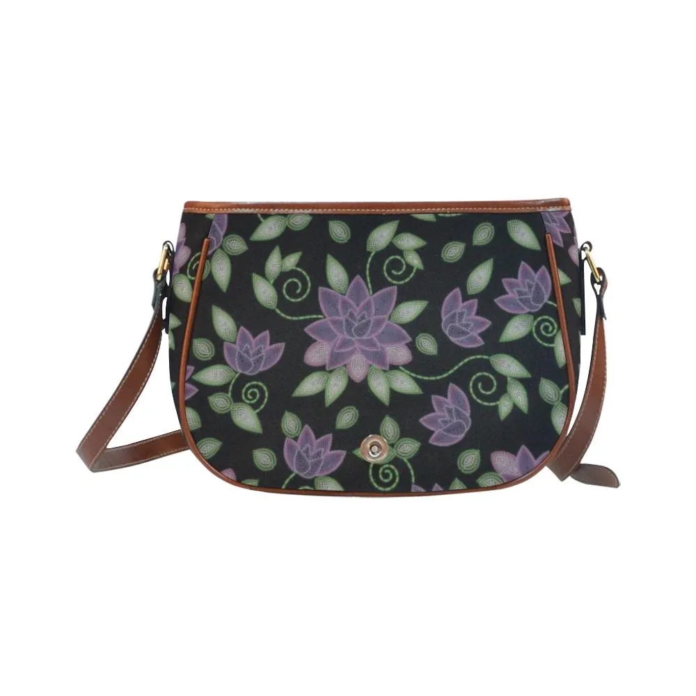 Purple Beaded Rose Saddle Bag/Small