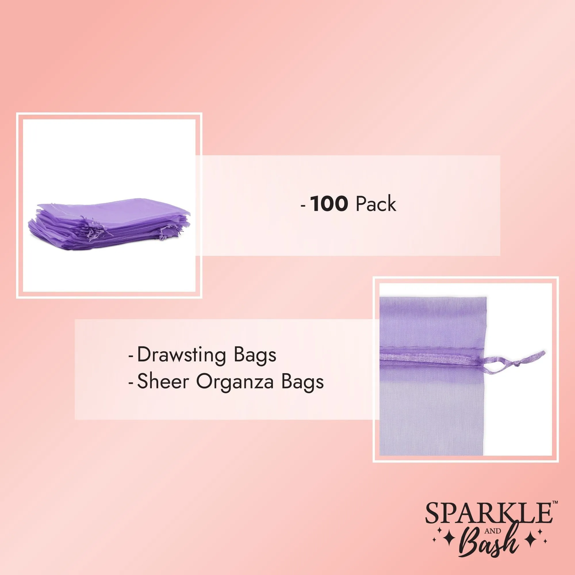 Purple Organza Bags with Drawstring, 8x12 Pouch for Gifts, Party Favors (100 Pack)