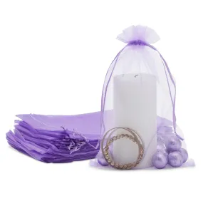 Purple Organza Bags with Drawstring, 8x12 Pouch for Gifts, Party Favors (100 Pack)