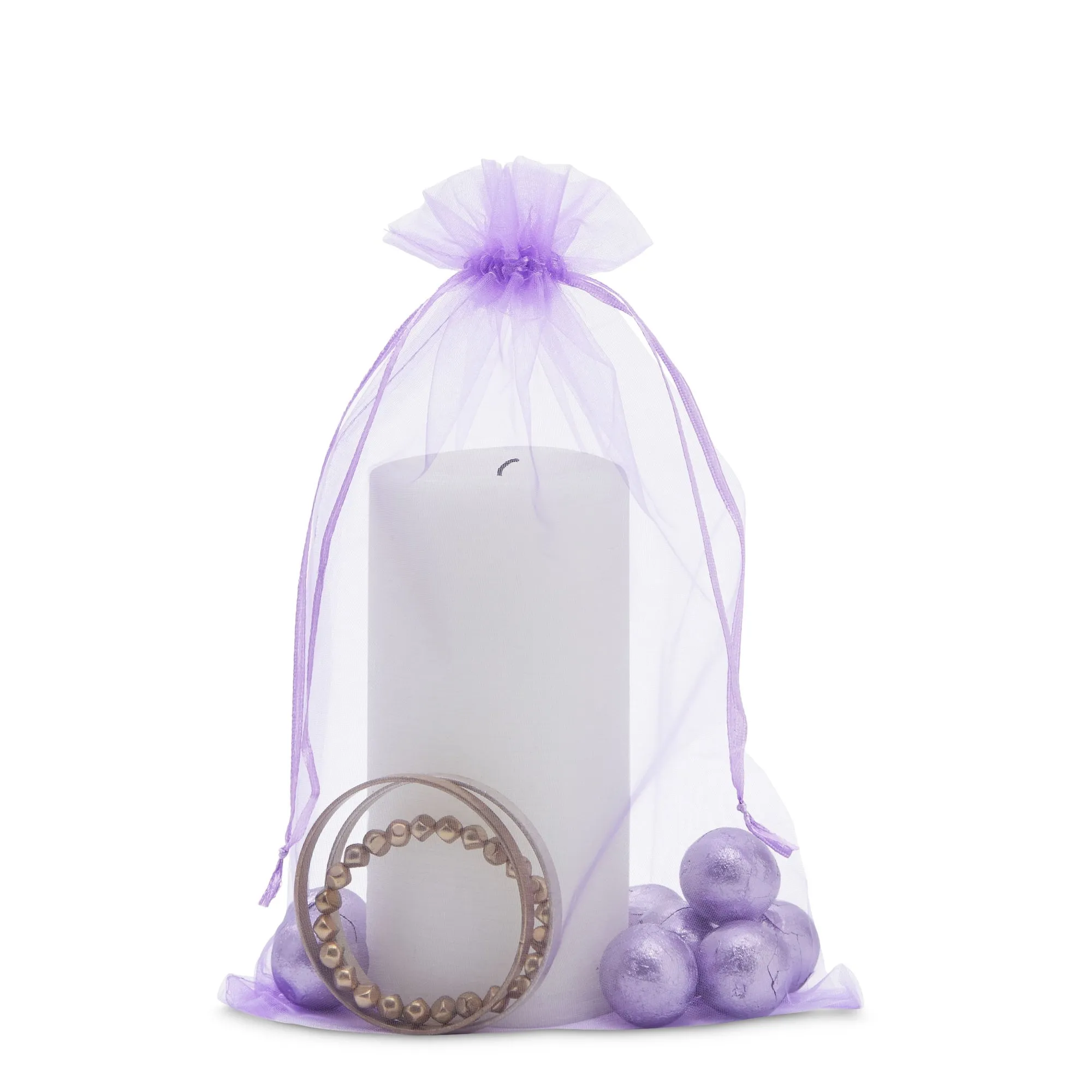 Purple Organza Bags with Drawstring, 8x12 Pouch for Gifts, Party Favors (100 Pack)