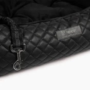 Quilted Black Vegan Leather Car Seat