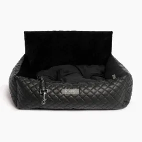 Quilted Black Vegan Leather Car Seat