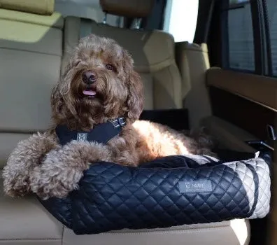 Quilted Black Vegan Leather Car Seat