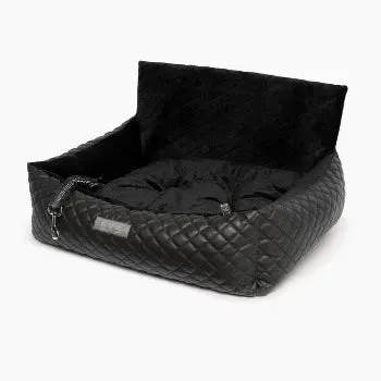 Quilted Black Vegan Leather Car Seat