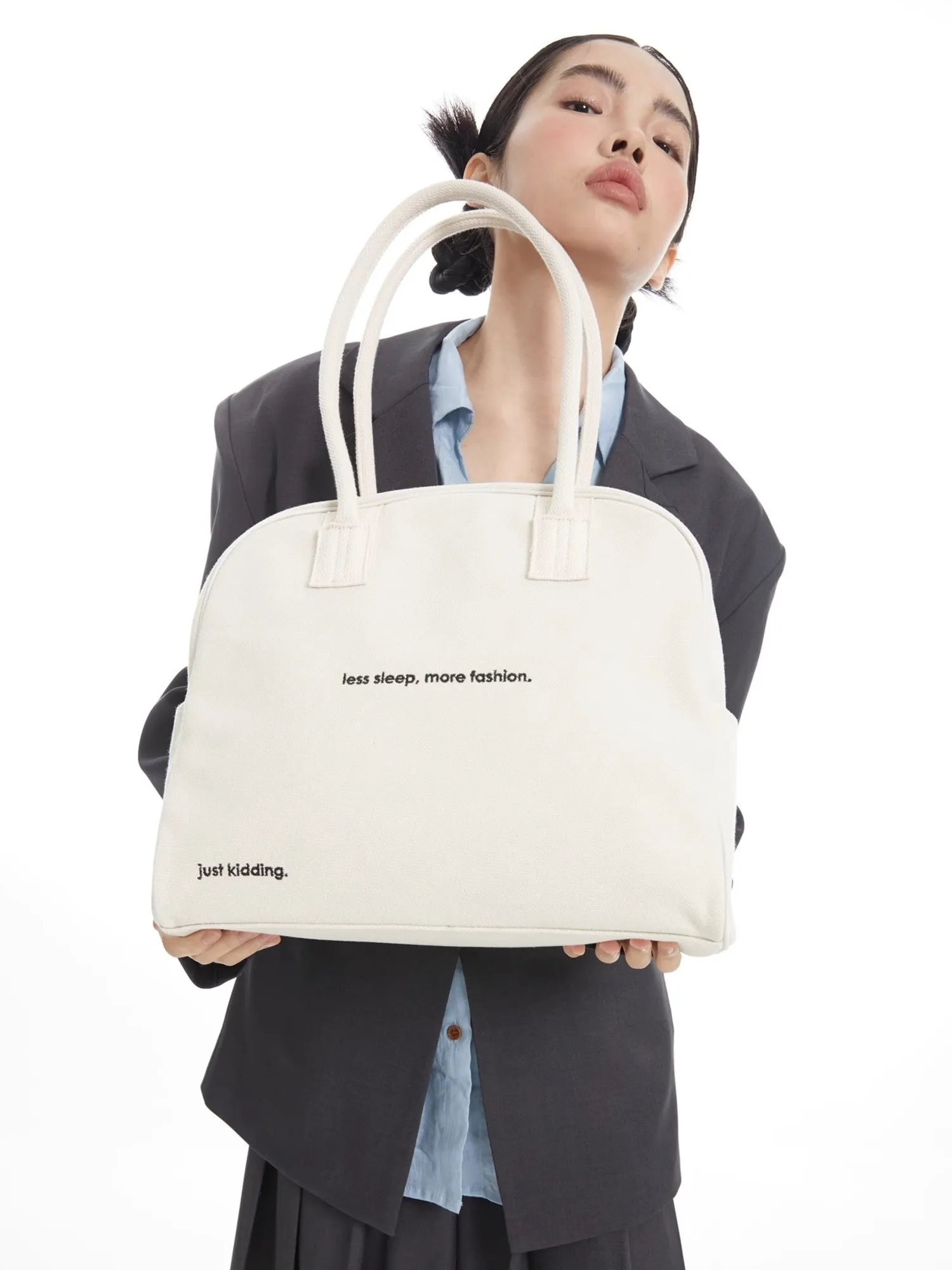 "Less Sleep" Eco-Friendly Canvas Large Capacity Handbag