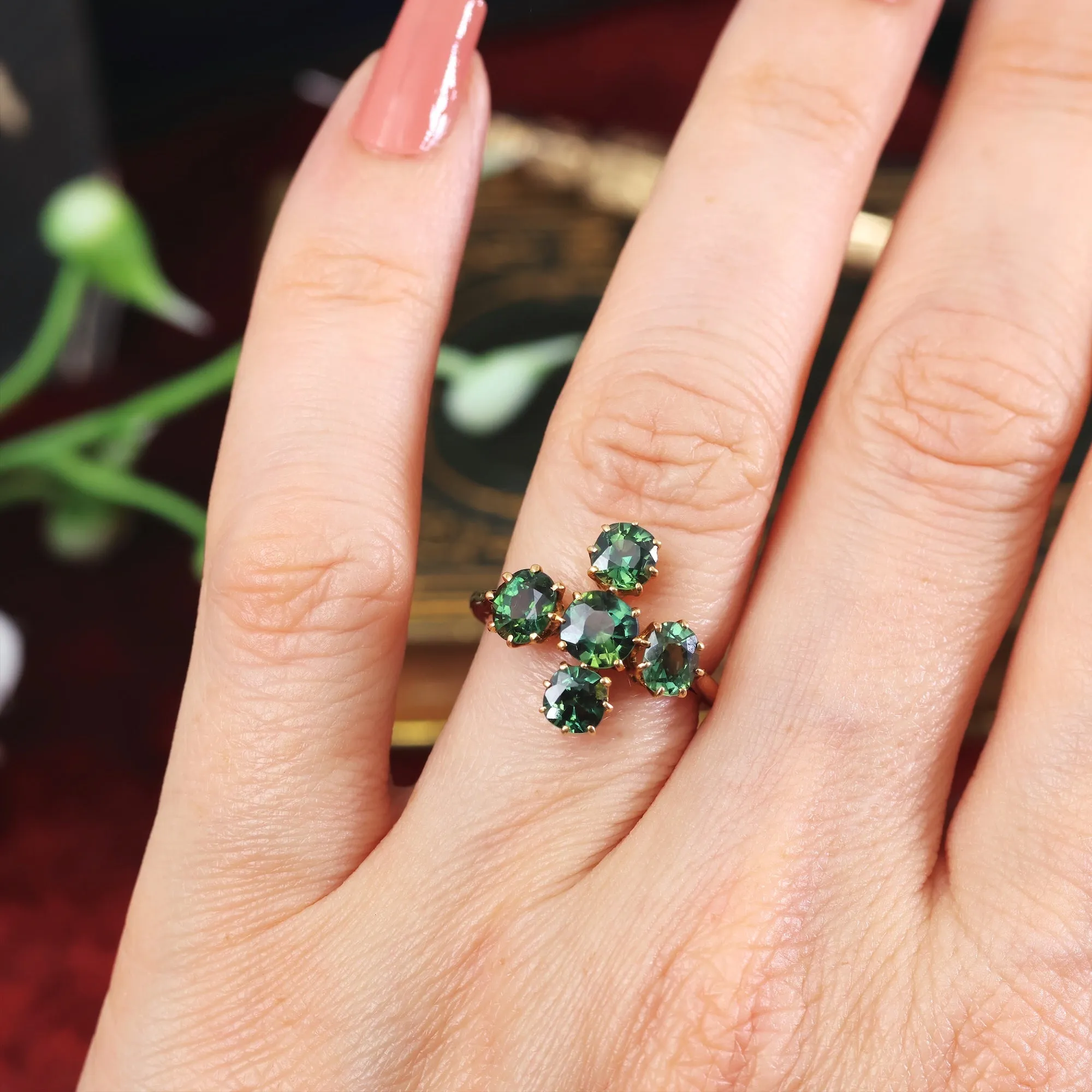 Rare Beauty! Antique Victorian Green Sapphire Ring