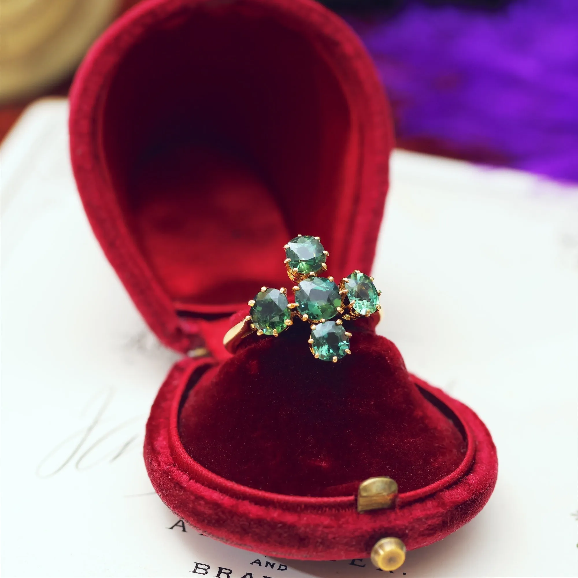 Rare Beauty! Antique Victorian Green Sapphire Ring