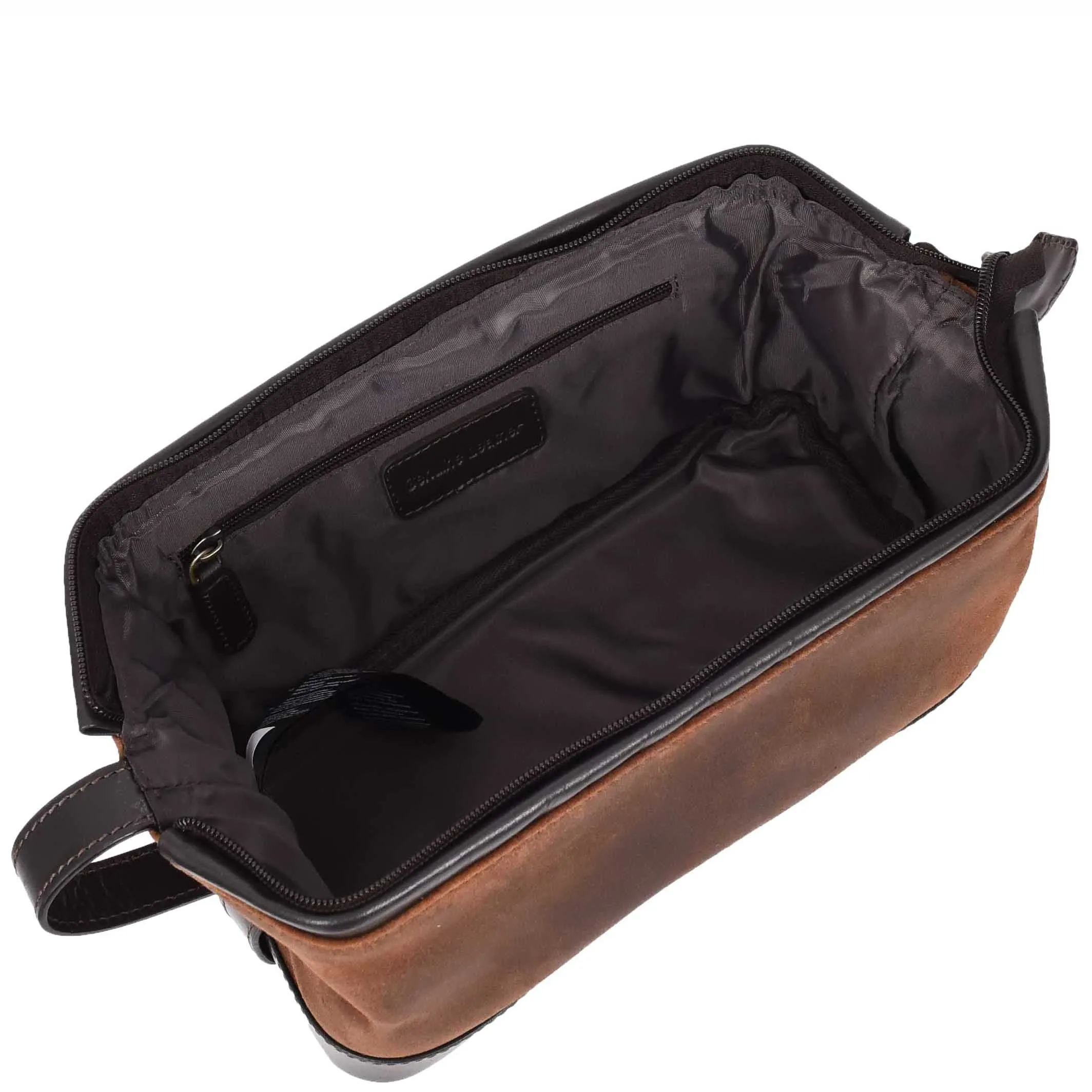 Real Leather Wash Bag Toiletry Cosmetic Shaving Kit Travel Pouch A663 Vintage Brown