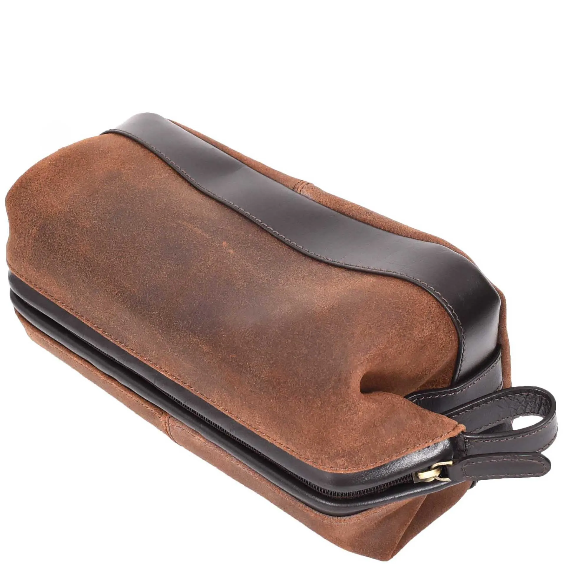 Real Leather Wash Bag Toiletry Cosmetic Shaving Kit Travel Pouch A663 Vintage Brown