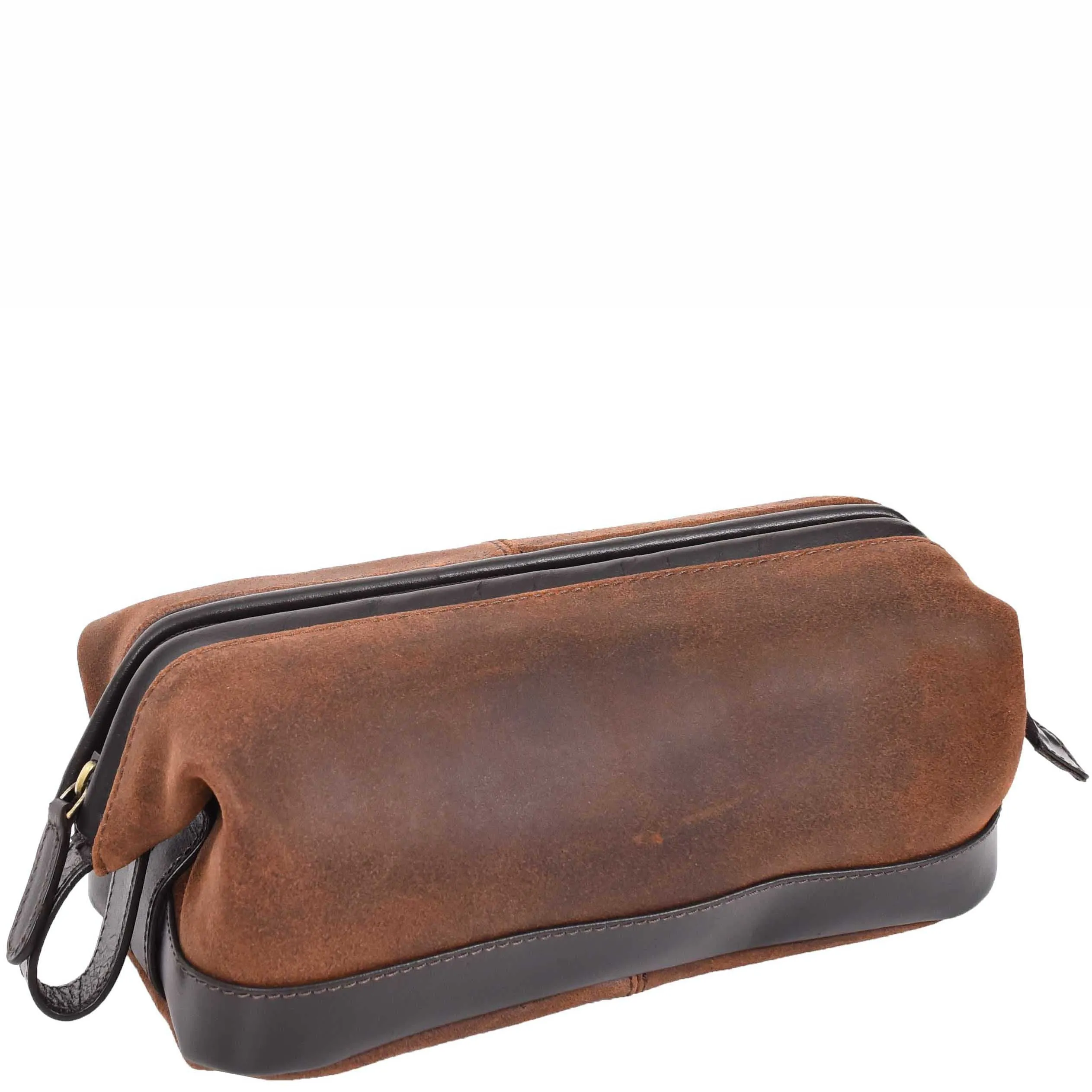 Real Leather Wash Bag Toiletry Cosmetic Shaving Kit Travel Pouch A663 Vintage Brown