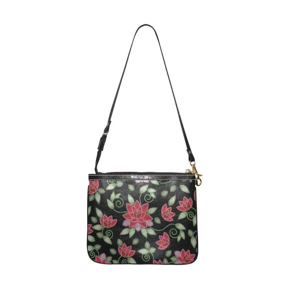 Red Beaded Rose Small Shoulder Bag