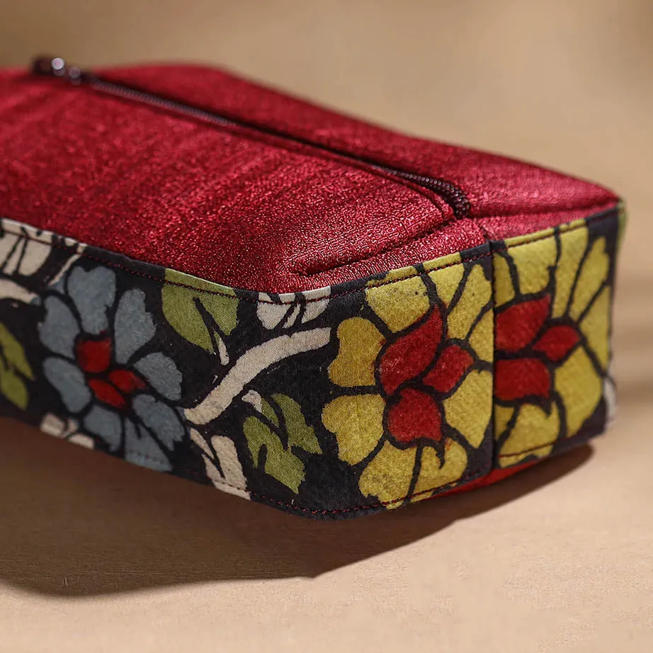 Red - Handpainted Kalamkari Multipurpose Cosmetic/Toiletry Bag 31