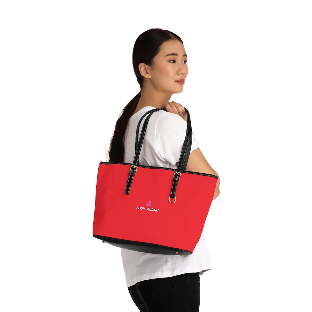 Red Zipped Best Tote Bag, Solid Color Modern Essential Designer PU Leather Shoulder Bag For Ladies