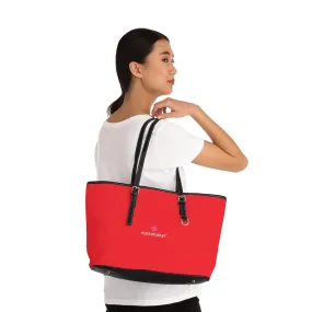 Red Zipped Best Tote Bag, Solid Color Modern Essential Designer PU Leather Shoulder Bag For Ladies