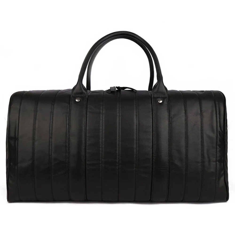 Rossie Viren Vintage Leather Pleated Duffel Travel Weekend Holdall Bags