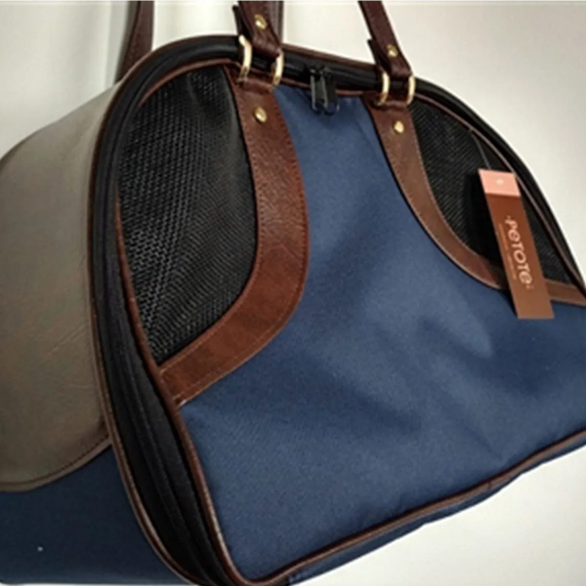 Roxy Pet Carrier - Navy & Brown