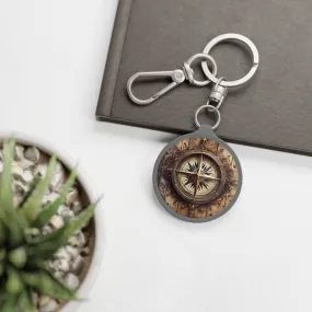 Rustic country style compass print keyring tag