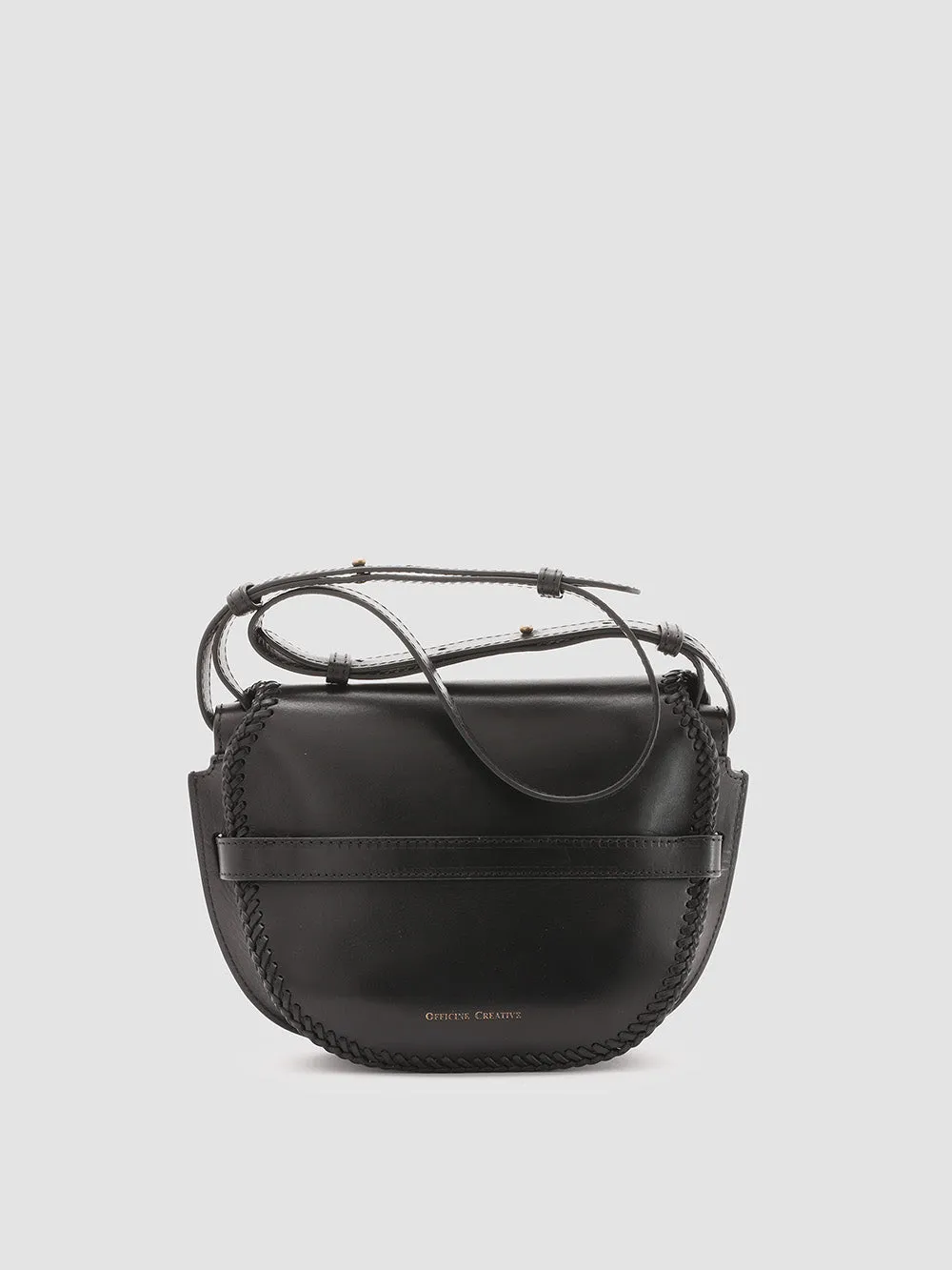 SADDLE 105 - Black Leather Crossbody Bag