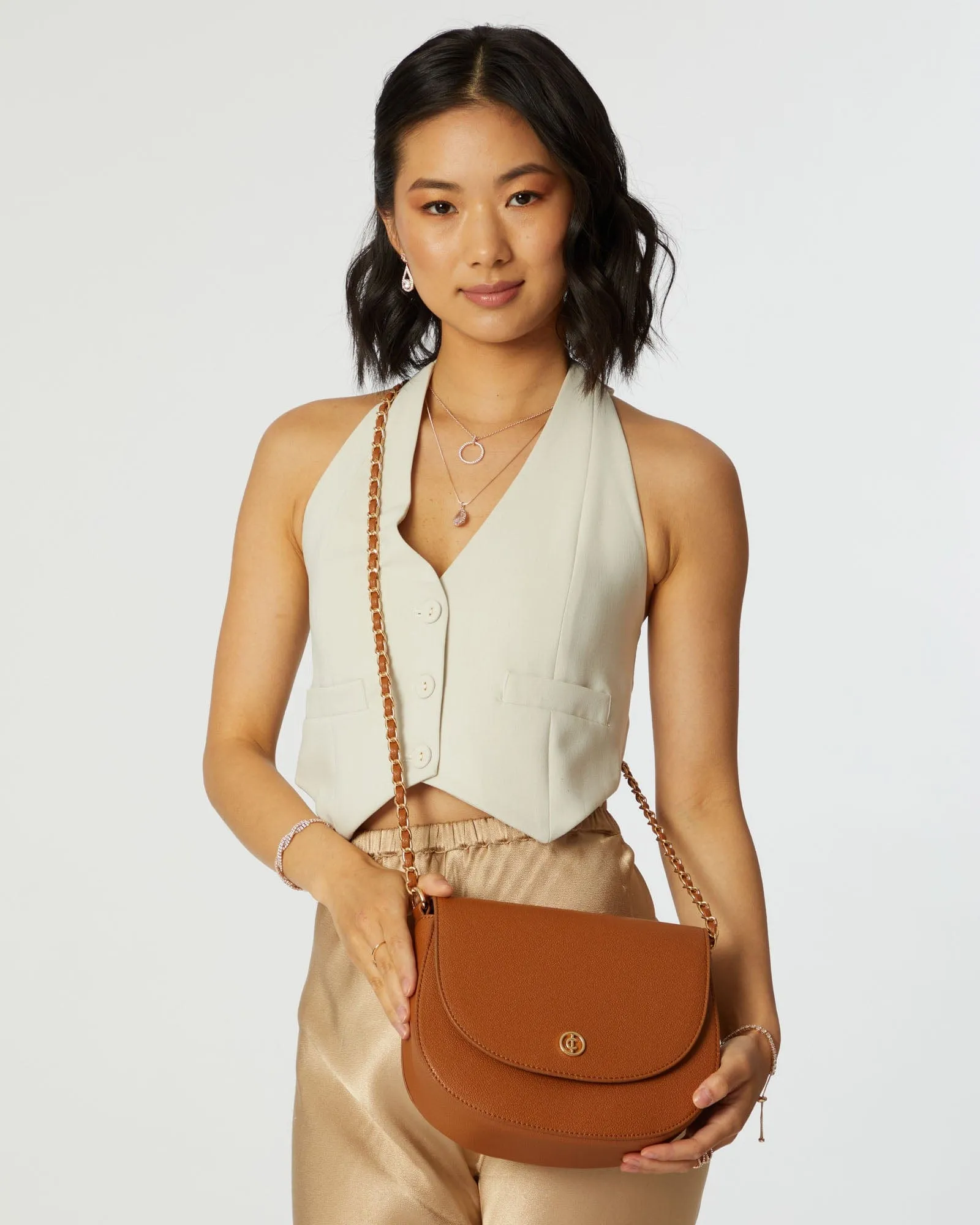 Sadie Tan Saddle Crossbody Bag