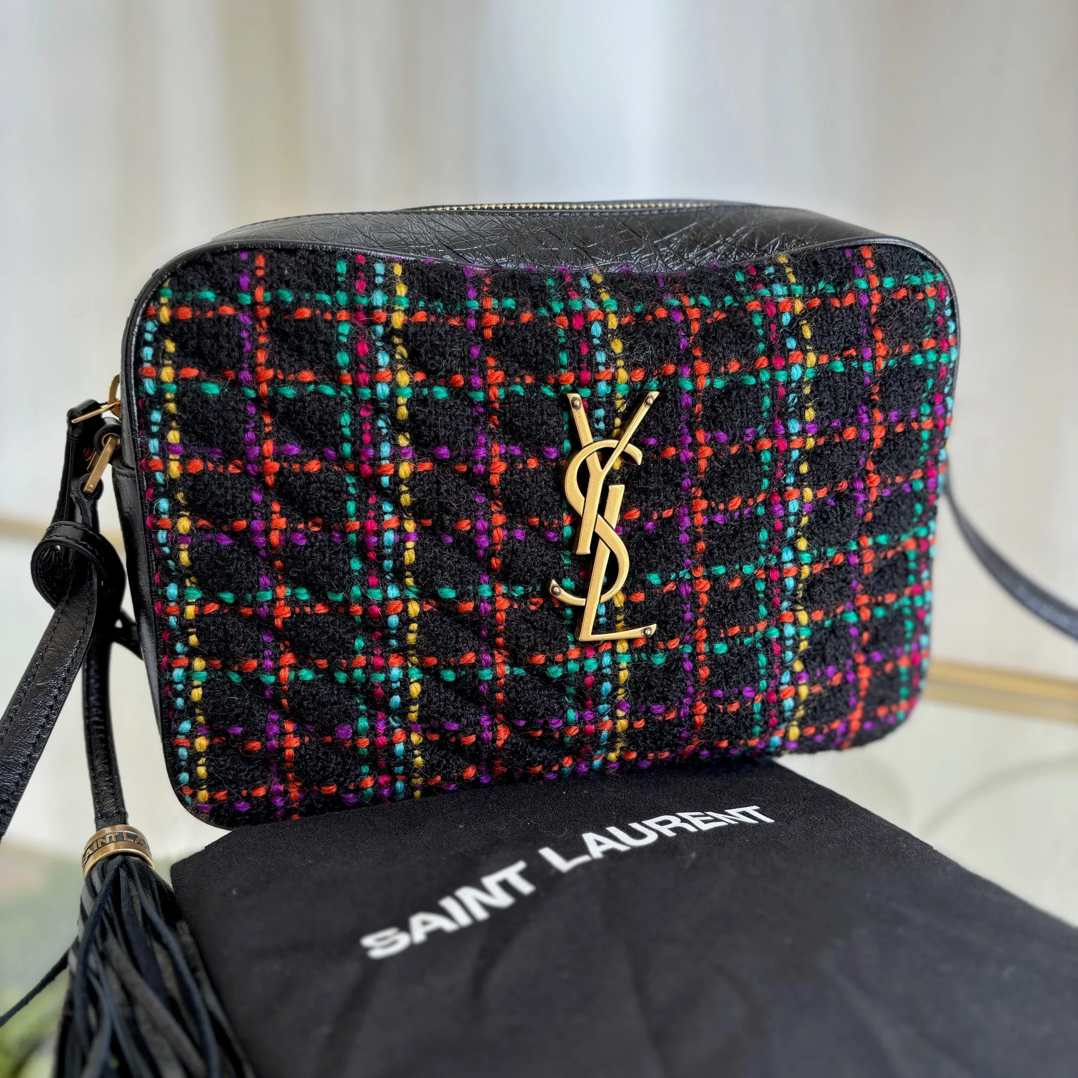 SAINT LAURENT Multicolor Tweed Lou Crossbody