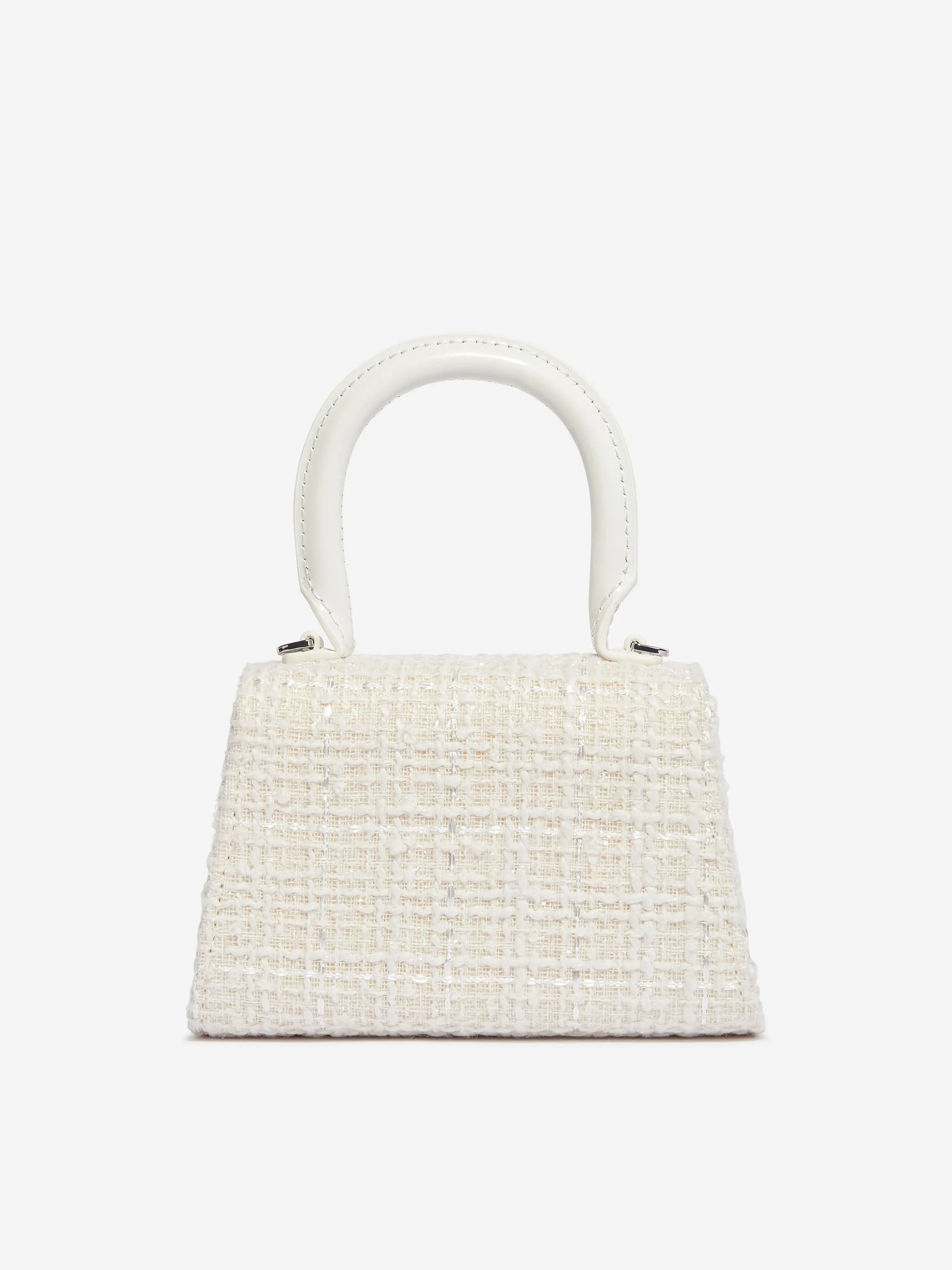 Self Portrait Girls Boucle Micro Bow Bag in Ivory